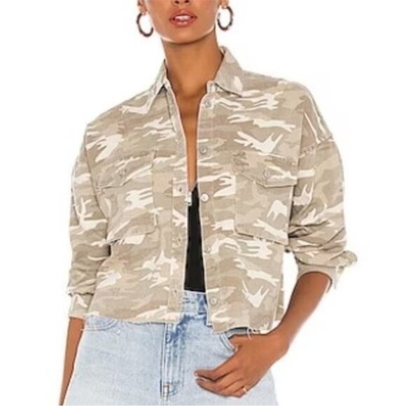 ALL SAINTS Sol Shirt Jacket in Camouflage Cream Size 8 - Picture 1 of 13
